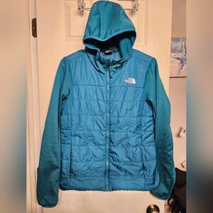 The North Face Blue Hooded Puffer Jacket Womens Medium